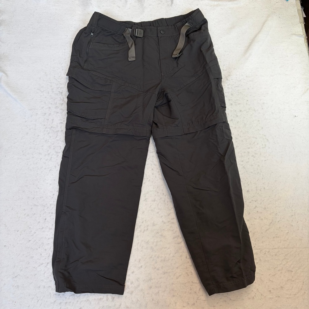 The North Face Convertible Cargo Pants Mens L Dark Gray Nylon Belted Hiking